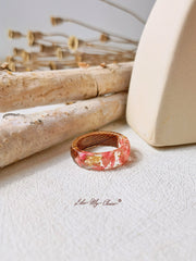 Handmade Dried Flower Inlaid Resin Ring-Gold foil