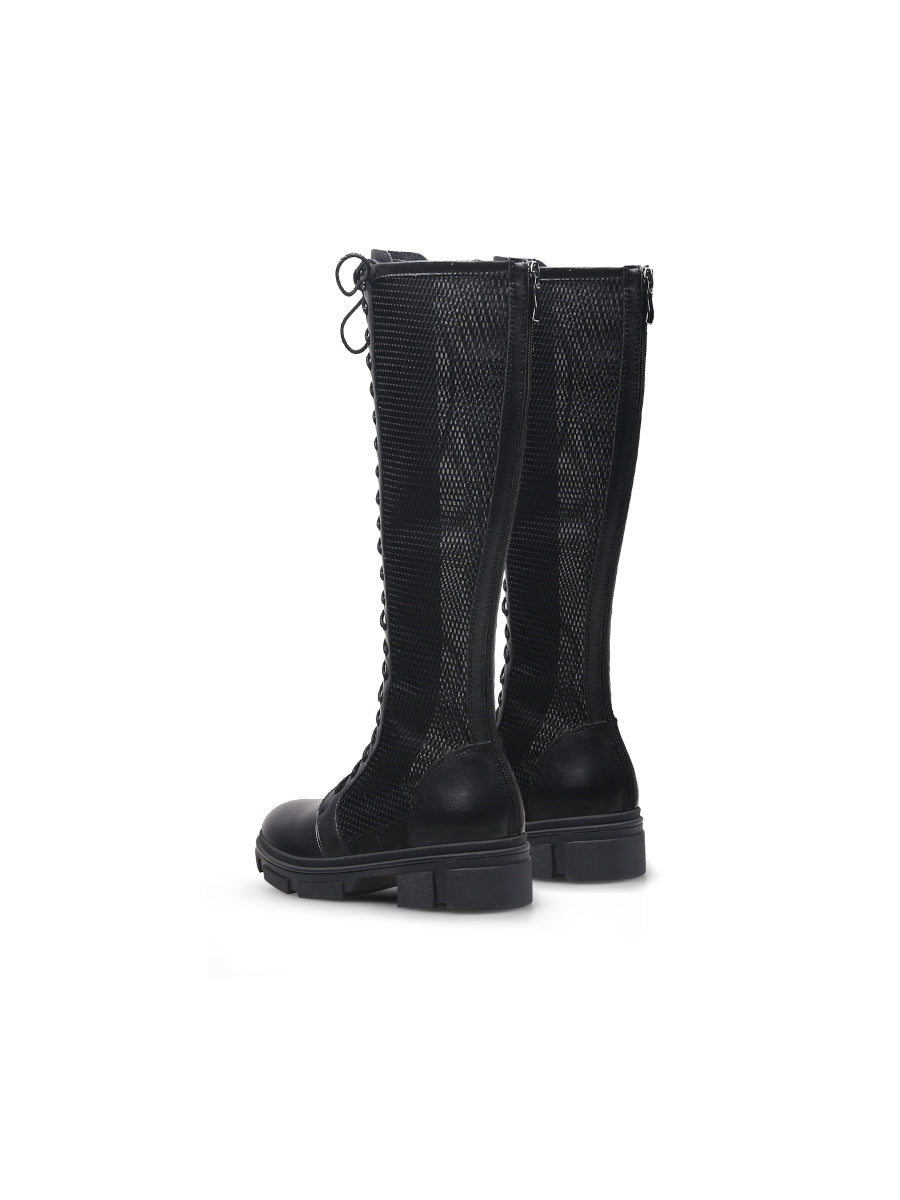 JADYROSE | LALLIE BLACK MESH KNEE HIGH BOOT