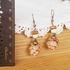 Handmade Jewelry Retro Solid Wood Dried Fruit Earrings