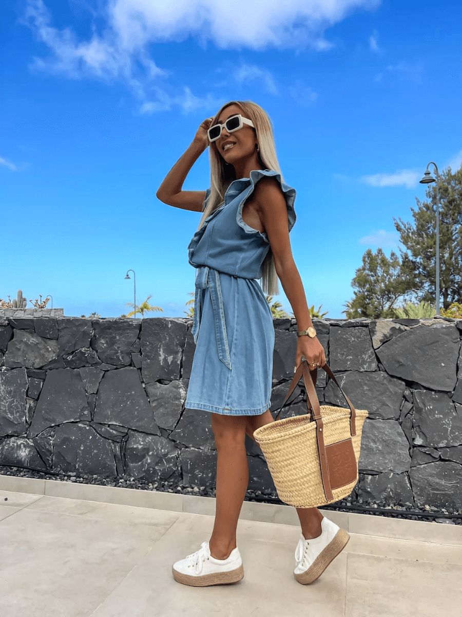 Digrasso Button Down Denim Mini Dress