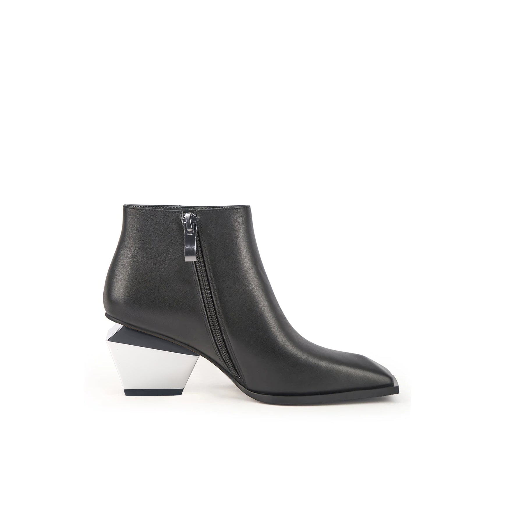 Jady Rose | Jady X Geometry-heel Leather Ankle Boot - Black