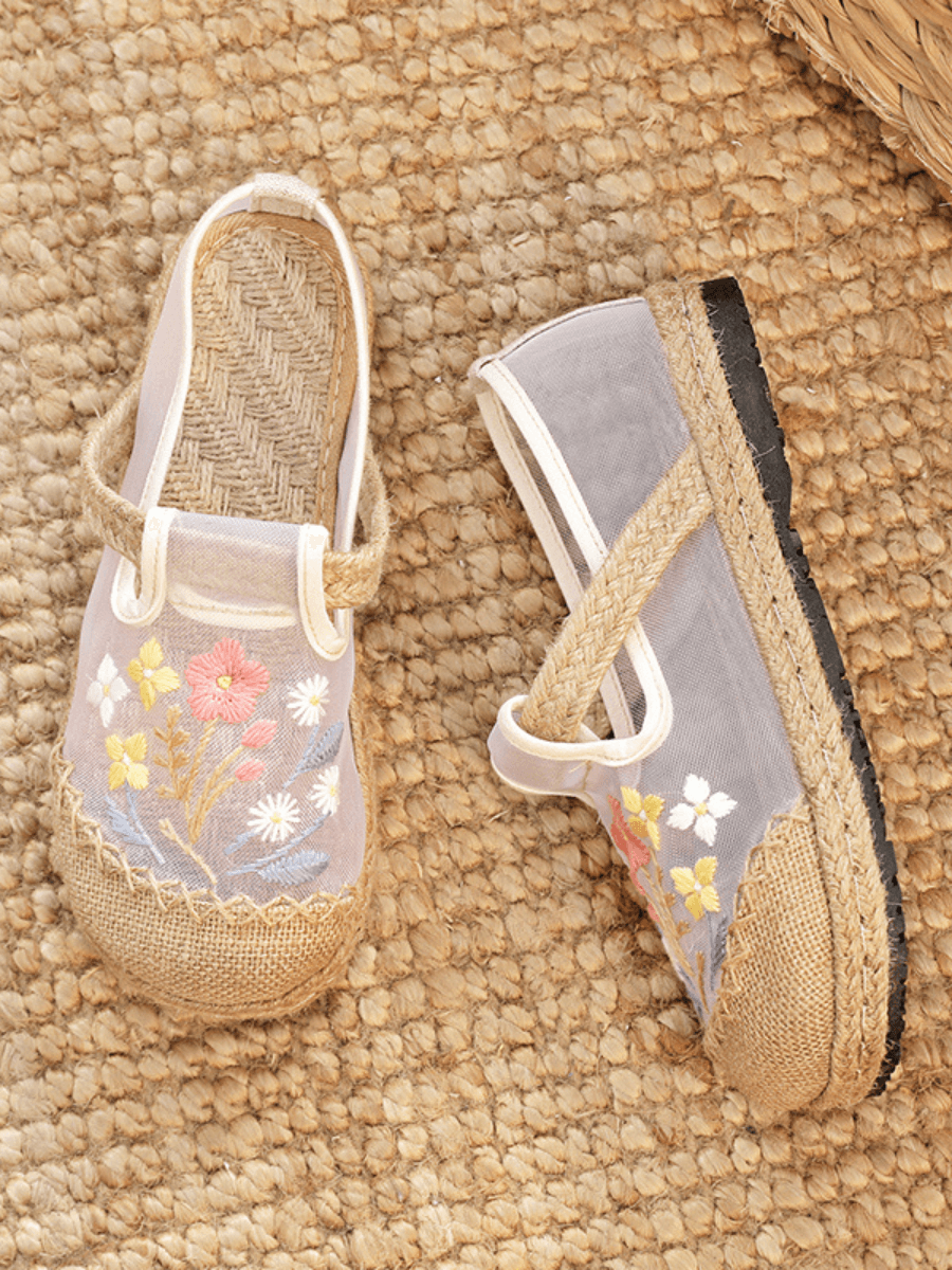 CACTUS ROSE | EMBROIDERED MESH UPPER ESPADRILLE LOAFER