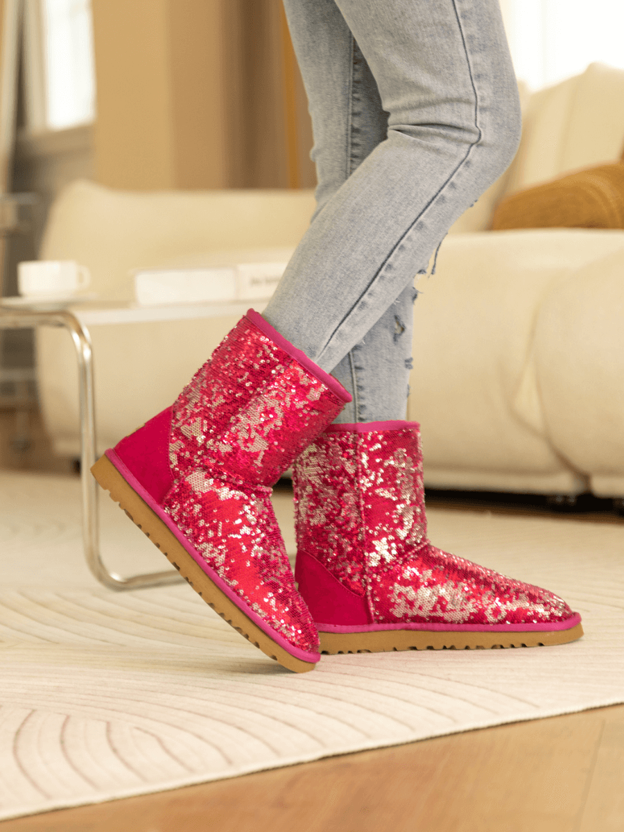 Smaibulun Ugg | Dallas Glam Sequin Shearling Boots - Rose Pink