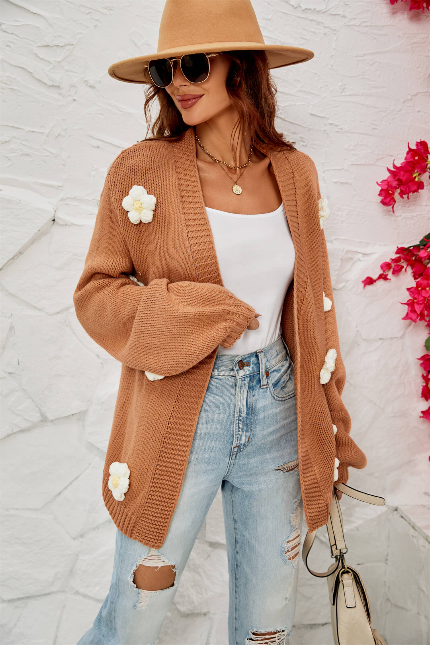 Fall In Daisy Oversized Knit Cardigan