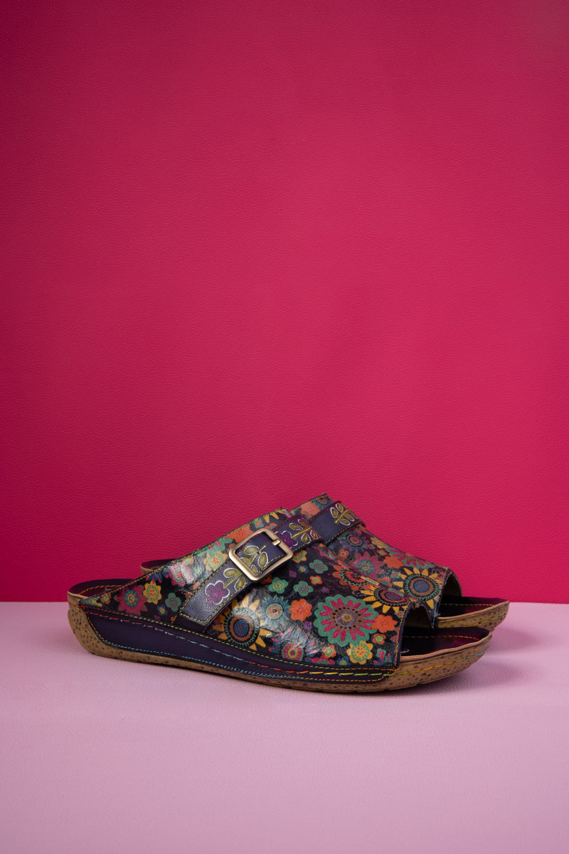 Soffia | Elsinore Boho Floral Printed Leather Sandal