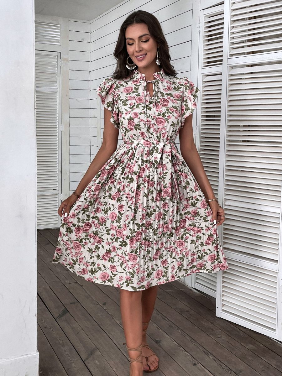 KAIDESSE MIDI DRESS - PINK FLORAL