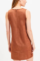 Found Your Style Faux Suede V-neck Sleeveless Shift Mini Dress