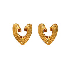 Sculpted Heart Stud Earrings