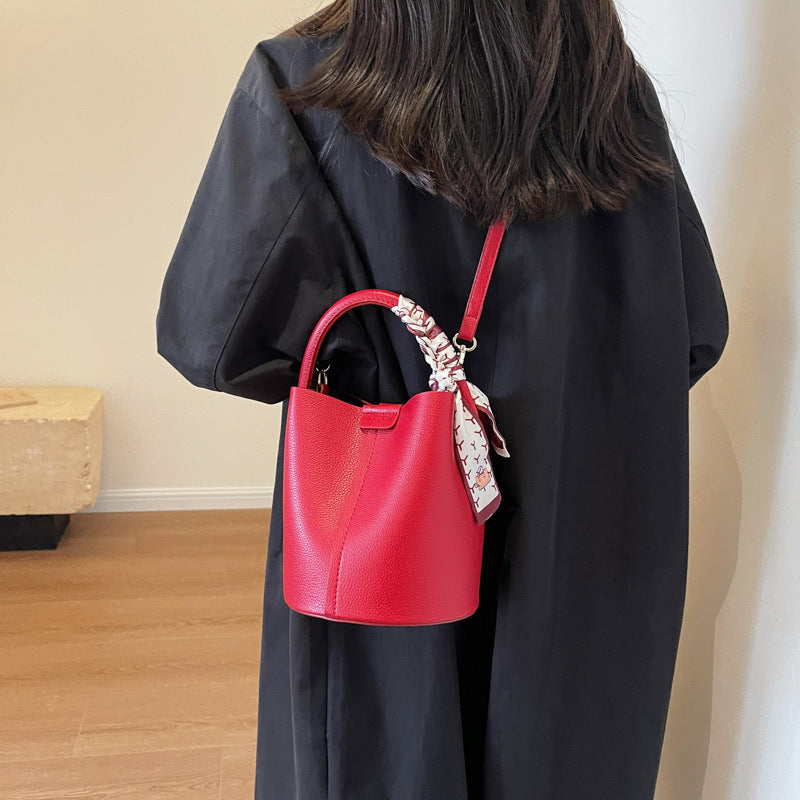 Chic-Red-Bucket Bag