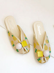 Open Toe Printed Round-Toe Split-Joint Slippers