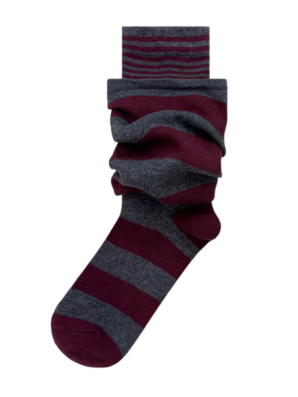 Contrast Color Split-Joint Striped Patterns Socks Accessories