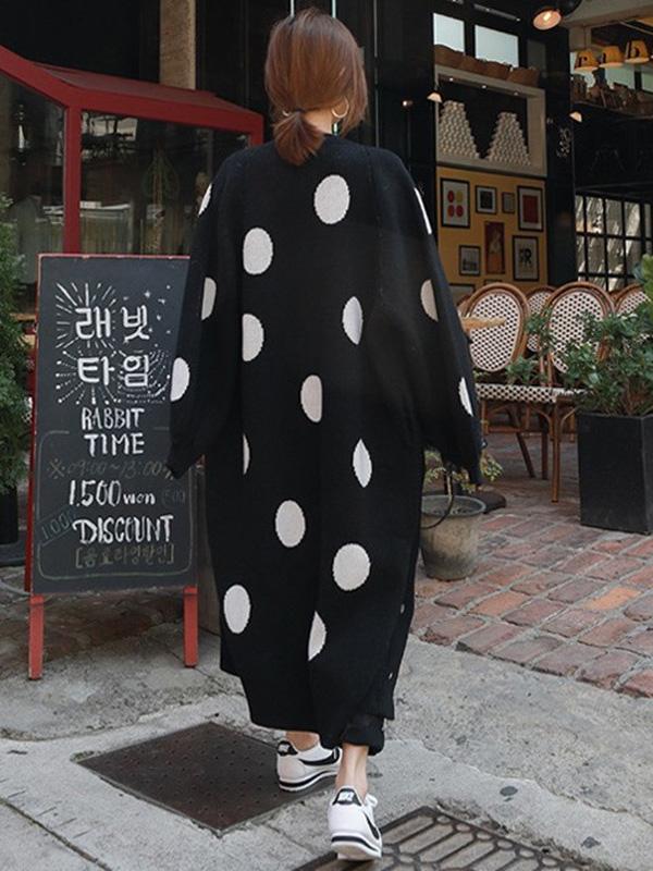 Loose Polka-dot Printed Long Cover-up