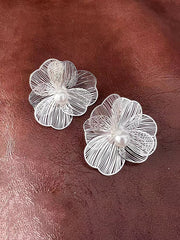 Contrast Color Flower Shape Hollow Earrings Accessories