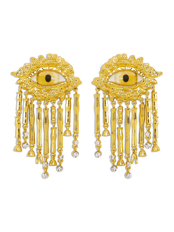 Eye Shape Geometric Tasseled Drop Earrings Earrings Accessories