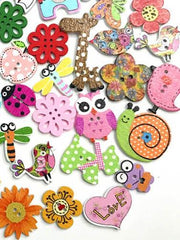 Colorful Cartoon Animal Pattern Buttons