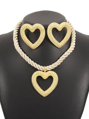 Heart Shape Drop Earrings + Necklaces Accessories