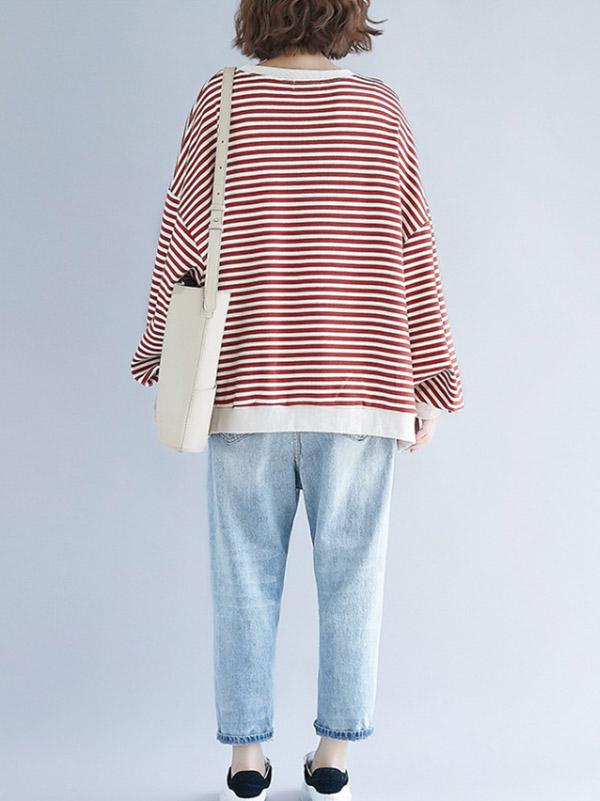 Loose Striped Split-joint Sweatshirt