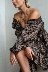 Women's Sexy Low Cut Leopard Print Dress