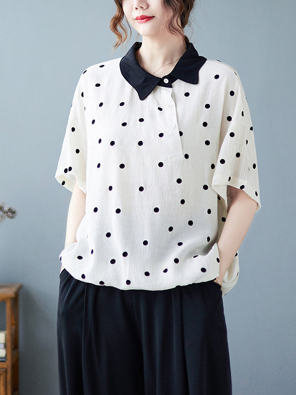 Artistic Retro Loose Polka-Dot Blouse