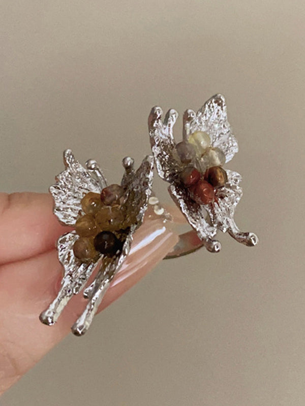 Adjustable Butterfly Shape Rhine Stones Rings Accessories