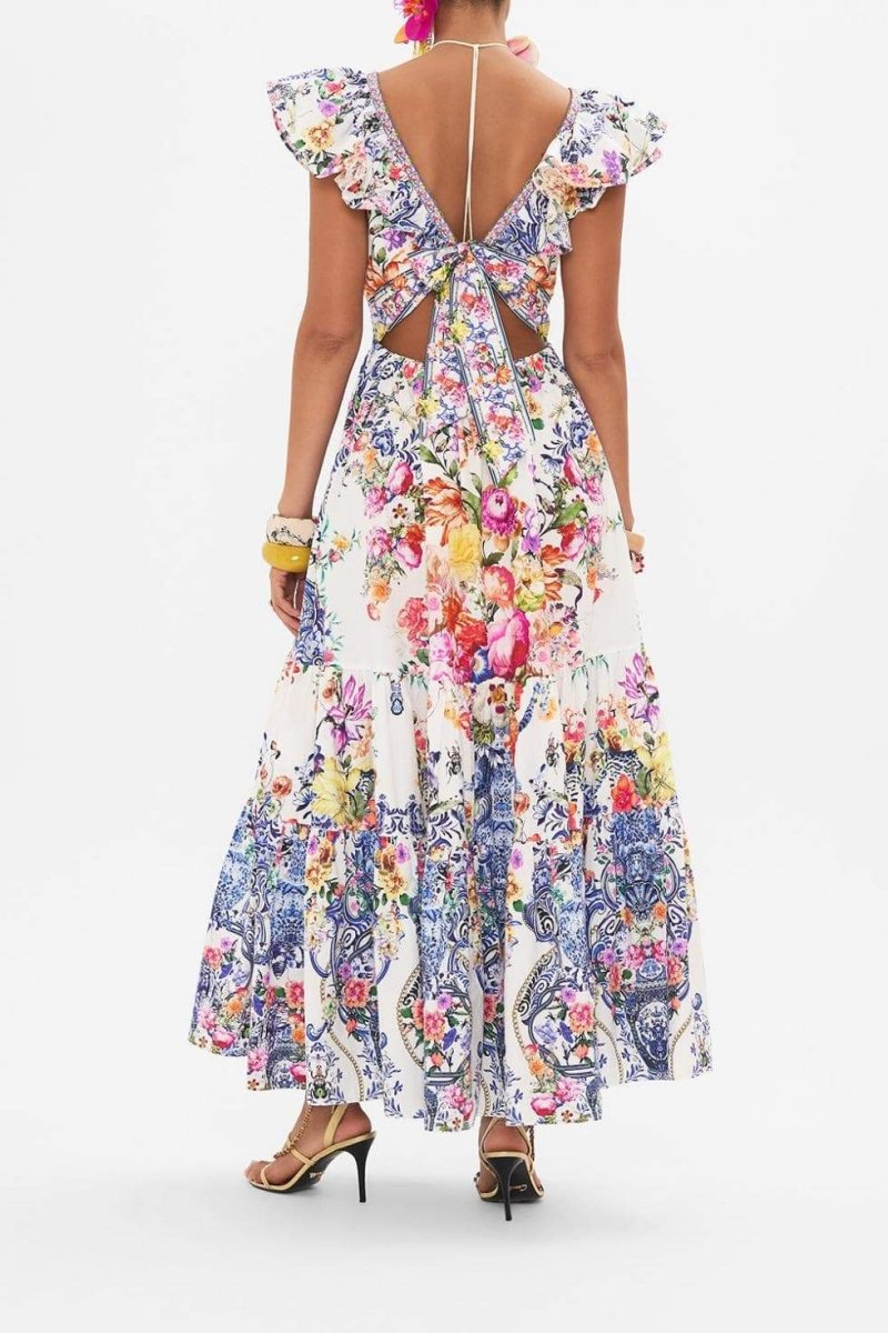 June Floral Printed Ruffle Maxi Dress