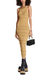 Donna Embroidered Turtleneck Midi Knit Dress