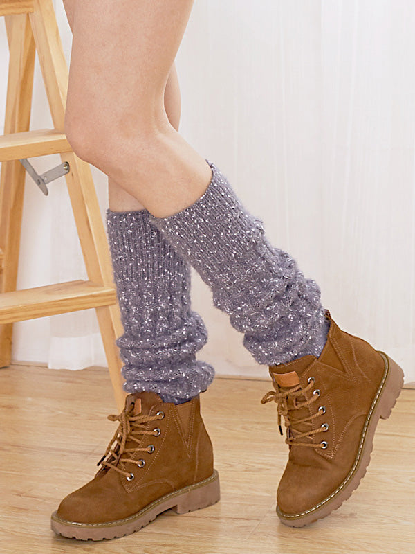 Wool Knitted Dot Twist Leg Warmers Accessories