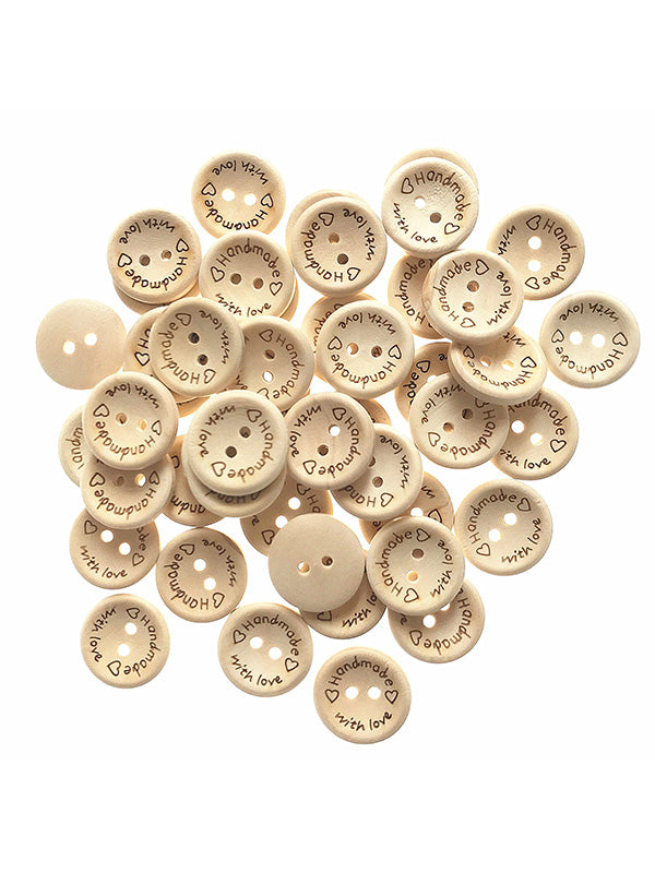 About 100Pcs Letter Printed Round Buttons Decoration Accessories