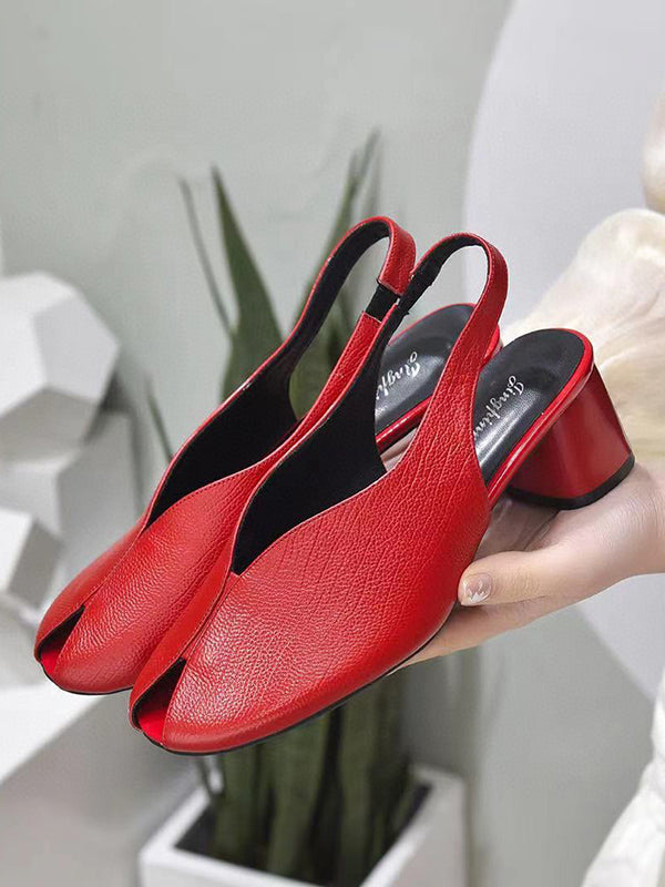 Open Toe Solid Color Shoes Pumps Sandals