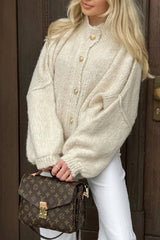 Solid Color Casual Retro Cardigan Bat Sleeve Sweater Cardigan