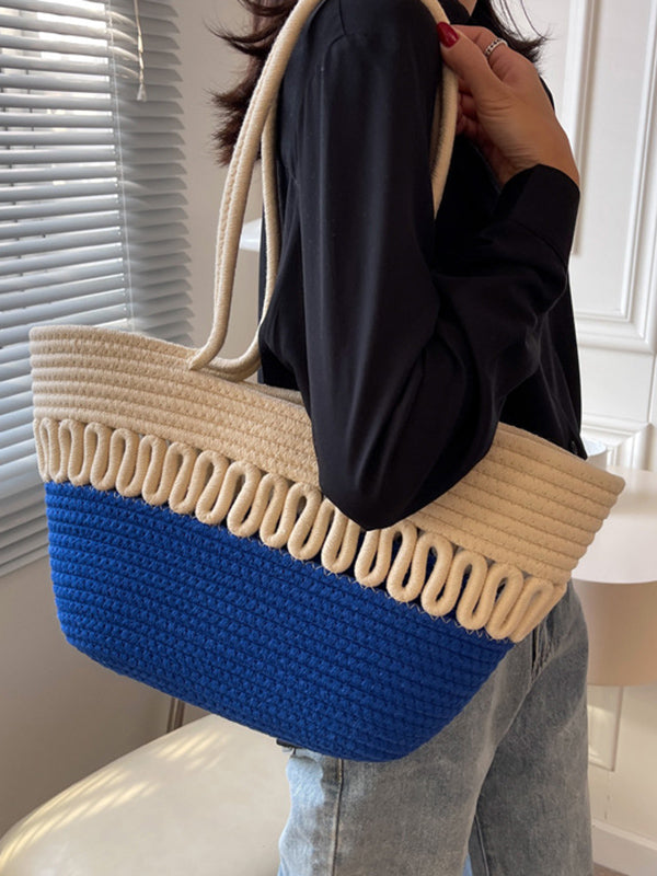 Contrast Color Hollow Handbags