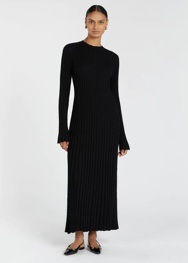 Parisian Pleated Ribbed Midi Dress