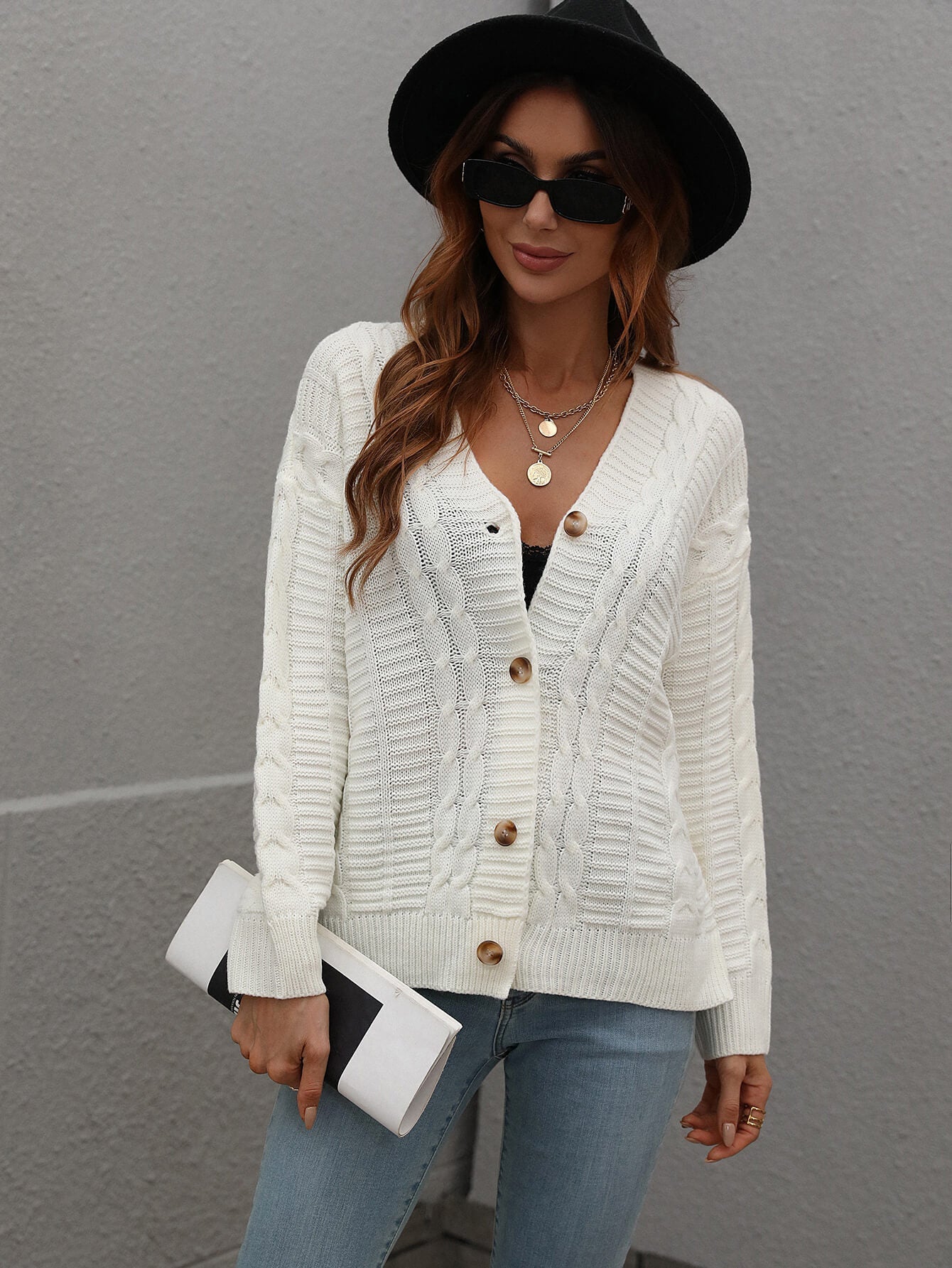 RACHAEL KNIT CARDIGAN - WHITE