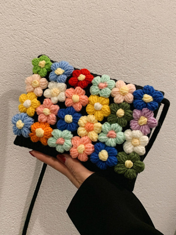 Flower Print Knitted Flower Bags Crossbody Bags