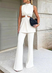 Chic Cutout Sleeveless Top & Wide-Leg Pants Set