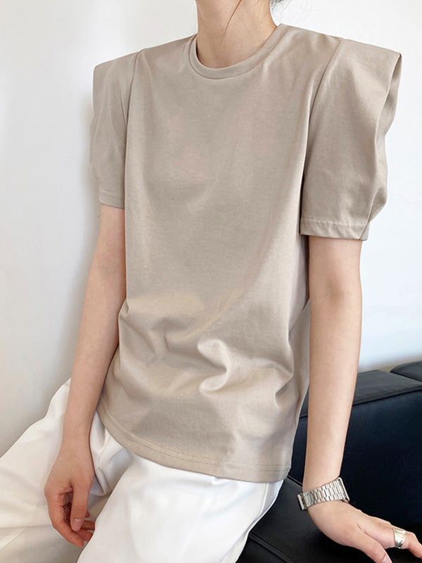 Original Puff Sleeve Round-Neck Casual T-Shirts