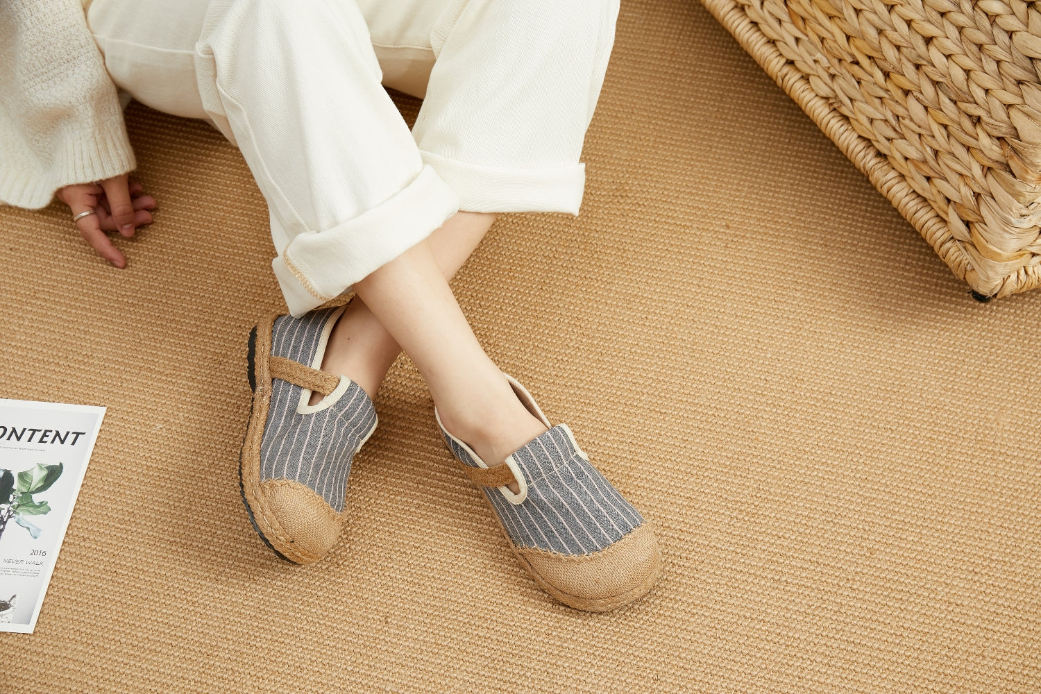 Cactus Rose |Stripe Strap-Accent Espadrilles Loafers - Women