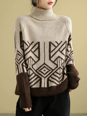 Original Print High-Neck Knitting Sweater