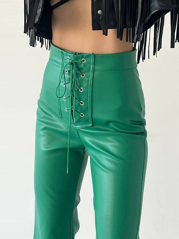 Flared Pants Bandage Solid Color Pants Trousers