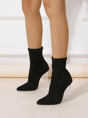 Pointed-Toe Split-Joint Boots Pumps