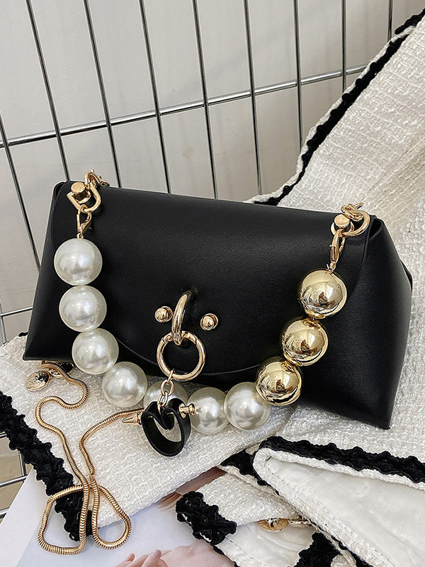 Beads Contrast Color Split-Joint Crossbody Handbags