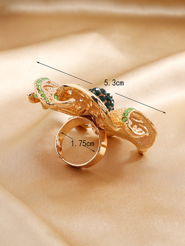 Adjustable Flower Shape Hollow Rhinestone Rings Accessories