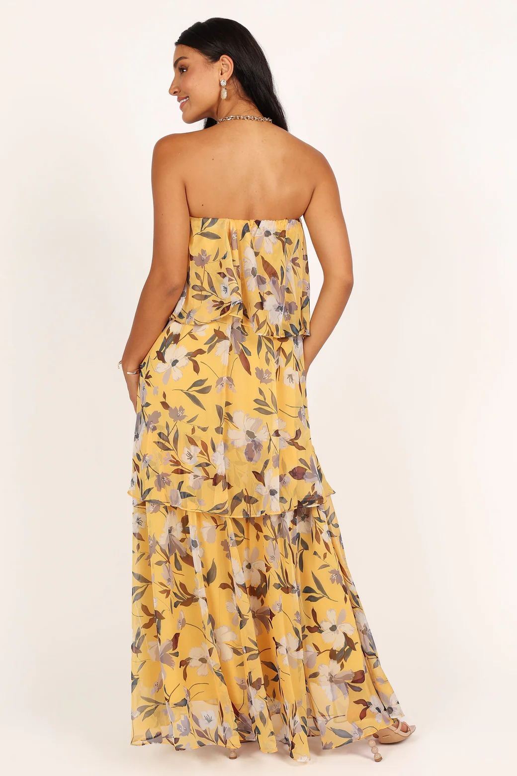 Elsie Printed Layered Strapless Maxi Dress