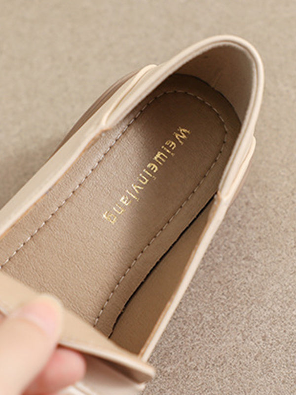 Round-Toe Split-Joint Loafers Platform Shoes