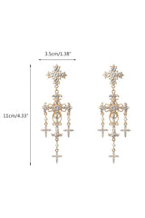 Baroque Rhinestone Cross Dangle Earrings