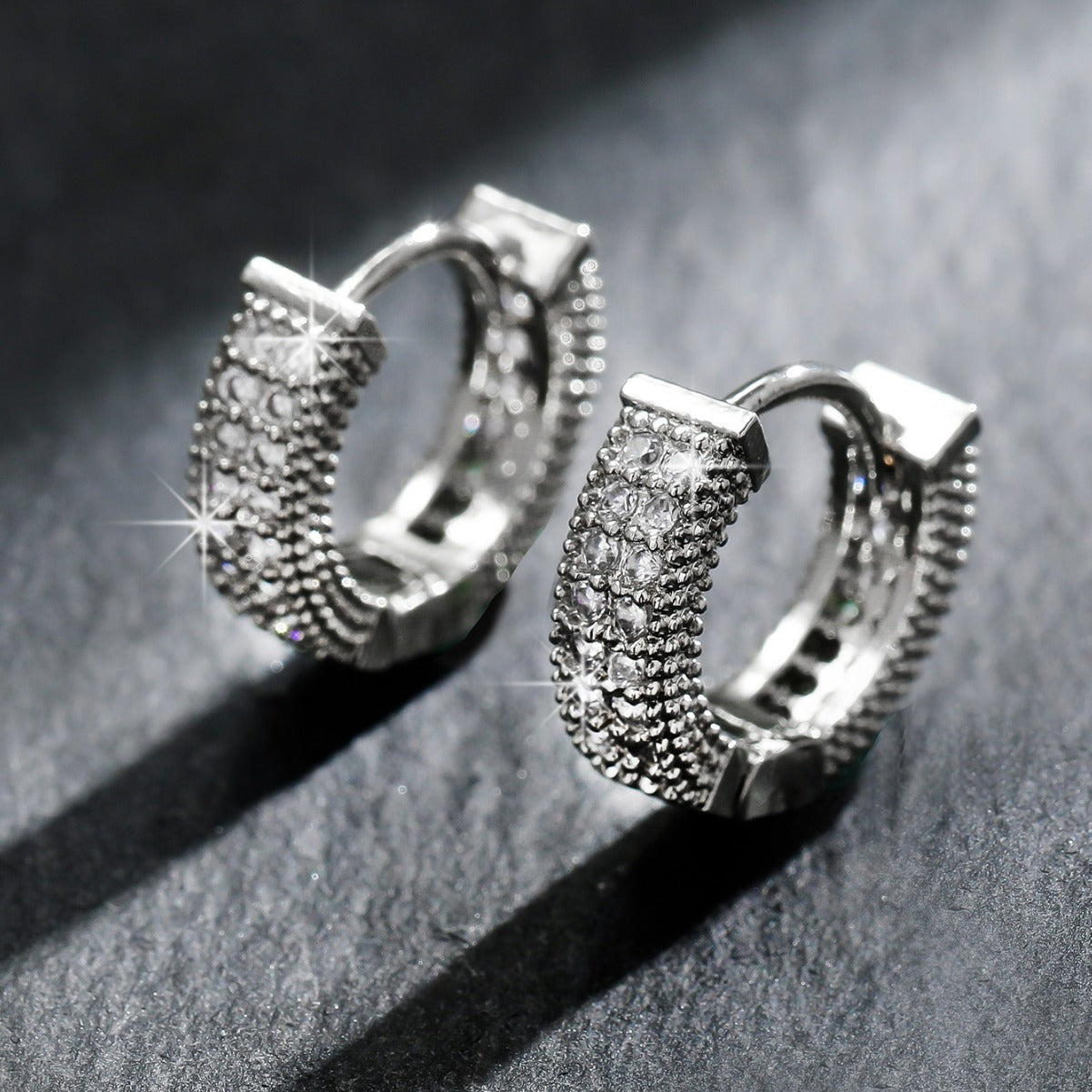 Radiant Zircon Pave Hoop Earrings