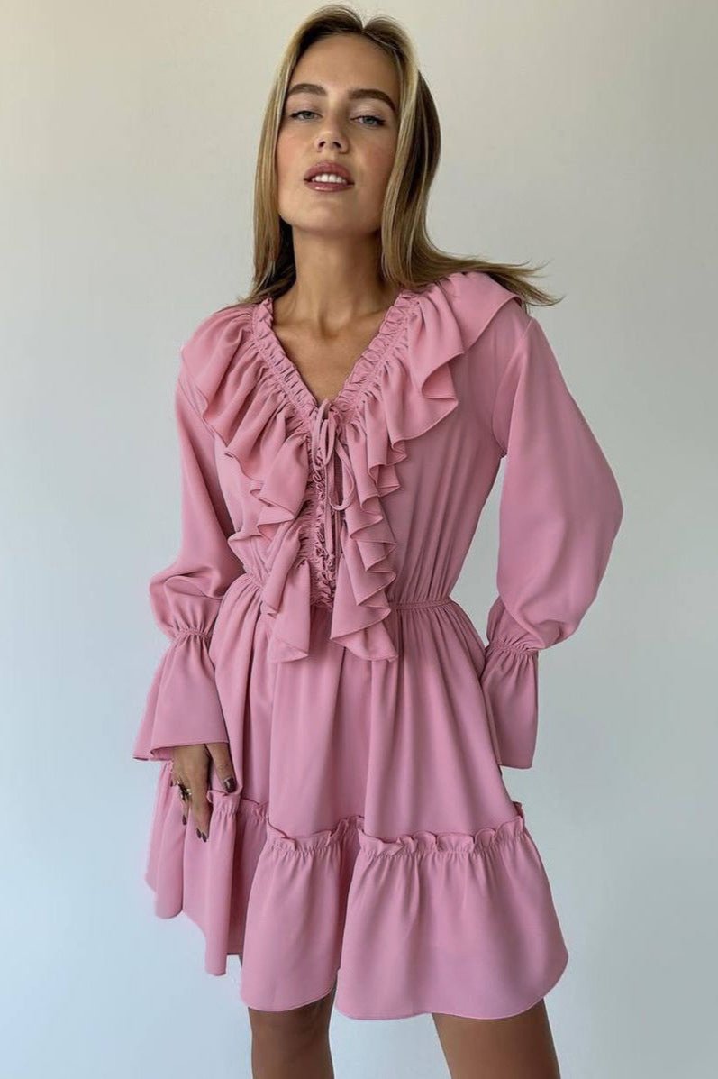 Amelia Breeze - Ruffle Long Sleeve Mini Dress