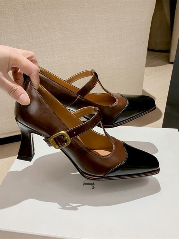 Hollow Split-Joint Square-Toe Pumps