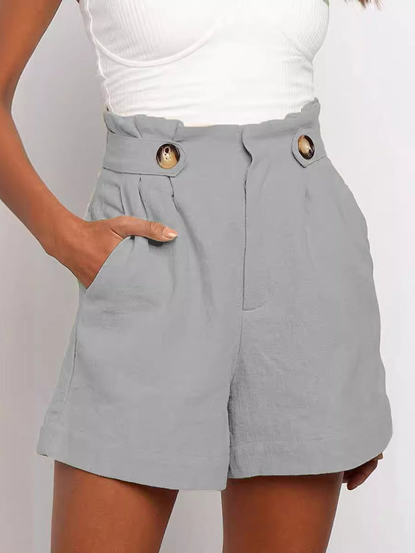 High Waisted Loose Pleated Split-Joint Shorts Bottoms