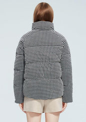 Houndstooth Quilted Zippered Jacket